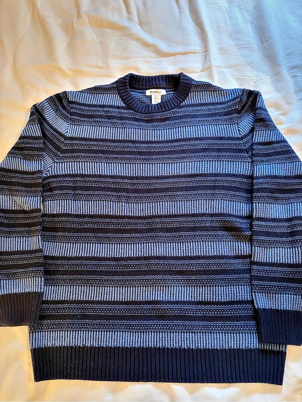 WILLIAM RAST Striped Crewneck Sweater in Blue & Black Size Large Like New